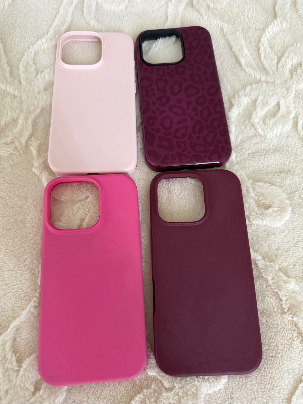 Pink and Maroon iPhone 16 pro case bundle